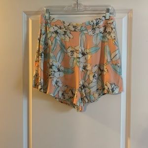 Mink pink floral high waist shorts